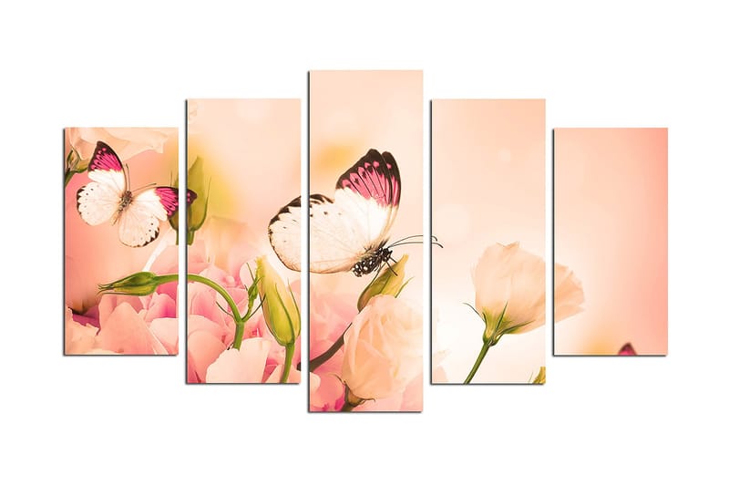 Canvastavla Animals Butterfly 5-pack Flerfärgad, 20x60 cm