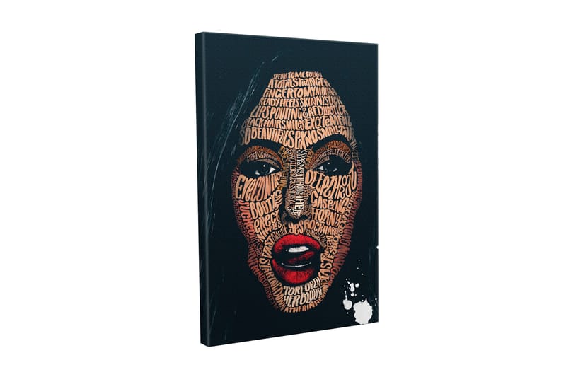 Canvastavla - Ansikte format av ord och fraser i olika nyanser - Mörkblå / Brun / Röd - Inredning & dekor - Tavlor & konst - Canvastavla