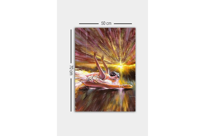 Canvastavla - Ballerina i en dynamisk pose med strålar av ljus bakom sig - Guld / Rosa / Brun - Inredning & dekor - Tavlor & konst - Canvastavla