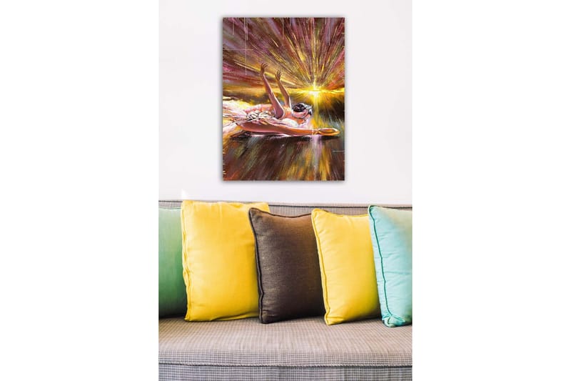 Canvastavla - Ballerina i en dynamisk pose med strålar av ljus bakom sig - Guld / Rosa / Brun - Inredning & dekor - Tavlor & konst - Canvastavla