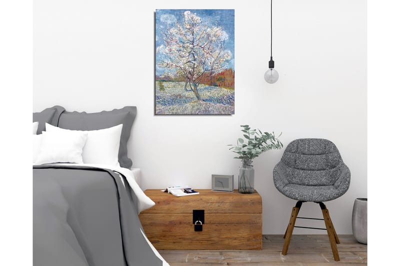Canvastavla - Blommande körsbärsträd i vårlandskap - Vit / Ljusblå / Grön - Inredning & dekor - Tavlor & konst - Canvastavla