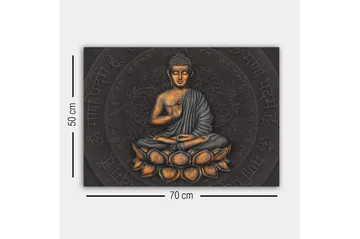 Canvastavla - Buddha i meditationsställning på en lotusblomma - Grå / Orange / Svart - Inredning & dekor - Tavlor & konst - Canvastavla