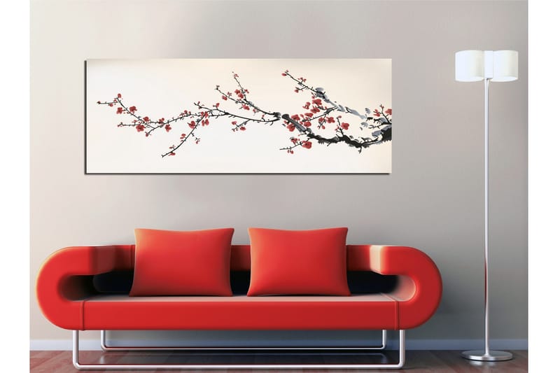 Canvastavla Cherry blossom trädgren - Rosa/Svart/Vit - Inredning & dekor - Tavlor & konst - Canvastavla