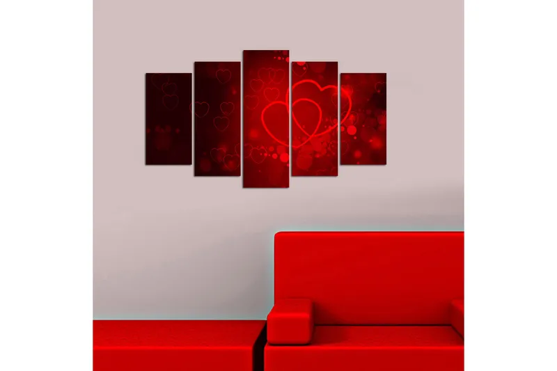 Canvastavla Christmas Love 5-pack Flerfärgad - 20x60 cm - Inredning & dekor - Tavlor & konst - Canvastavla