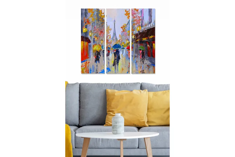 Canvastavla City 3-pack Flerfärgad, 20x50 cm