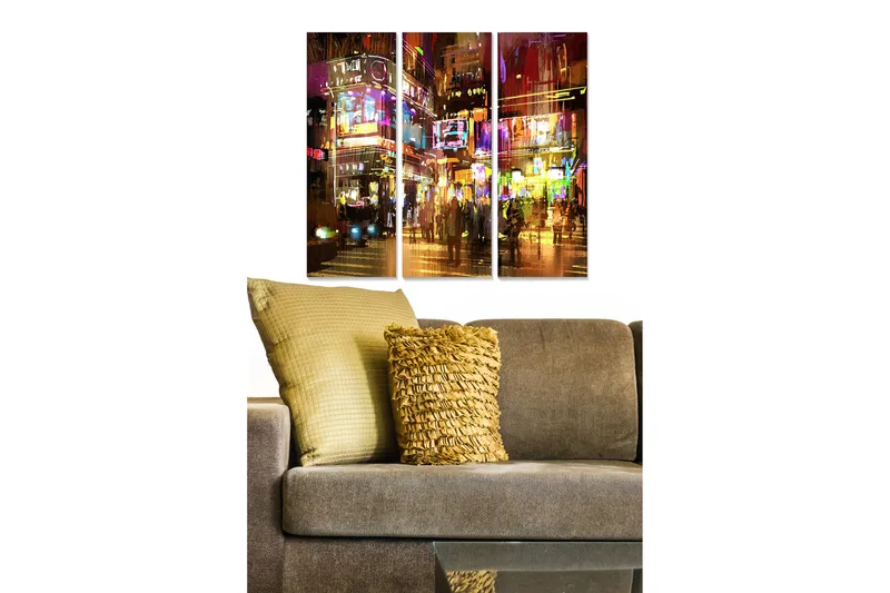 Canvastavla City 3-pack Flerfärgad, 20x50 cm