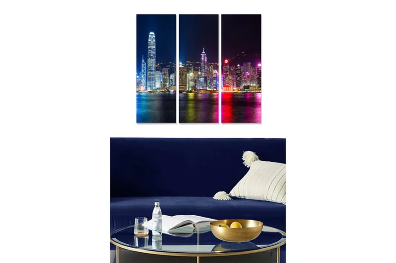 Canvastavla City 3-pack Flerfärgad, 20x50 cm