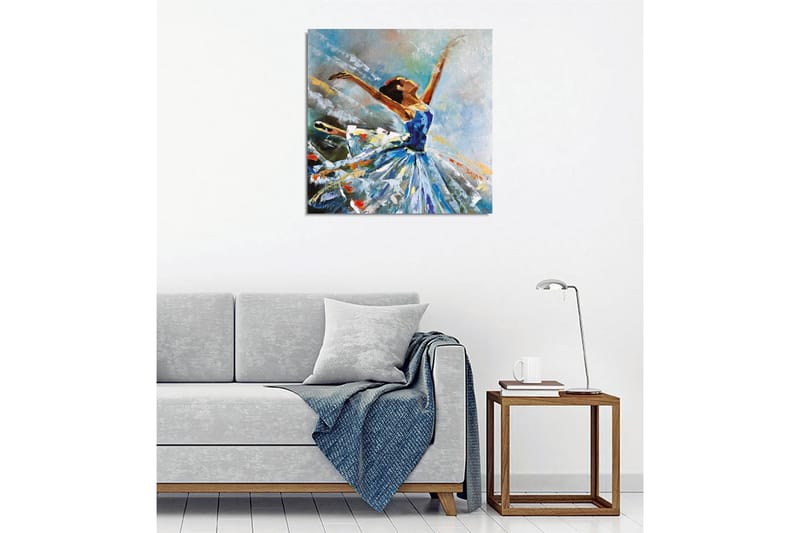 Canvastavla - Dansande ballerina i en blå klänning - Blå / Vit / Orange - Inredning & dekor - Tavlor & konst - Canvastavla