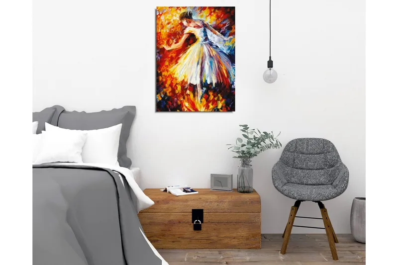 Canvastavla - Dansande ballerina i en färgsprakande omgivning - Röd / Gul / Vit - Inredning & dekor - Tavlor & konst - Canvastavla