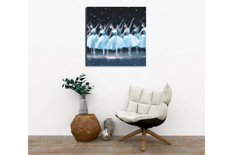 Canvastavla - Dansande ballerinaer i ljusblå klänningar - Ljusblå / Svart / Vit - Inredning & dekor - Tavlor & konst - Canvastavla