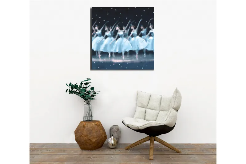 Canvastavla - Dansande ballerinaer i ljusblå klänningar - Ljusblå / Svart / Vit - Inredning & dekor - Tavlor & konst - Canvastavla