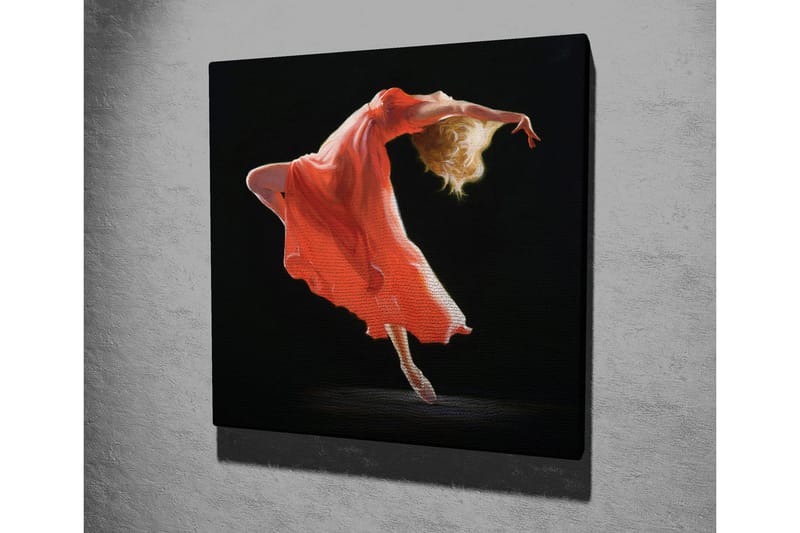 Canvastavla - Dansande figur i en röd klänning - Röd / Beige / Svart - Inredning & dekor - Tavlor & konst - Canvastavla