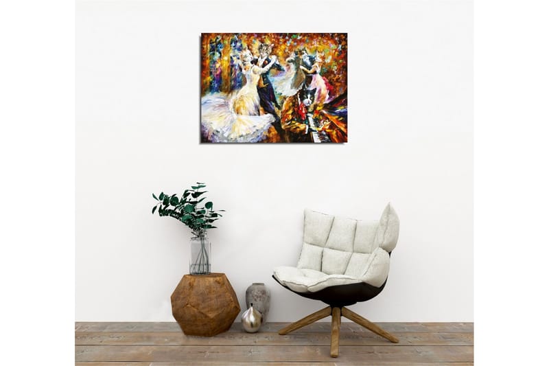 Canvastavla - Dansande katter i eleganta kläder på en festlig bal - Guld / Vit / Svart - Inredning & dekor - Tavlor & konst - Canvastavla