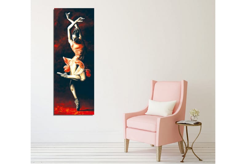 Canvastavla - Dansande kvinna i en röd klänning - Röd / Svart / Beige - Inredning & dekor - Tavlor & konst - Canvastavla