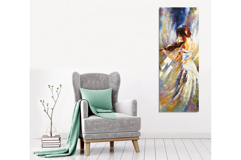 Canvastavla - Dansande kvinna med fiol - Vit / Beige / Blå - Inredning & dekor - Tavlor & konst - Canvastavla