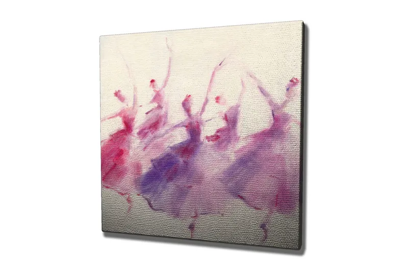 Canvastavla - Dansande silhuetter i mjuka pastellfärger, Lila / Rosa / Vit