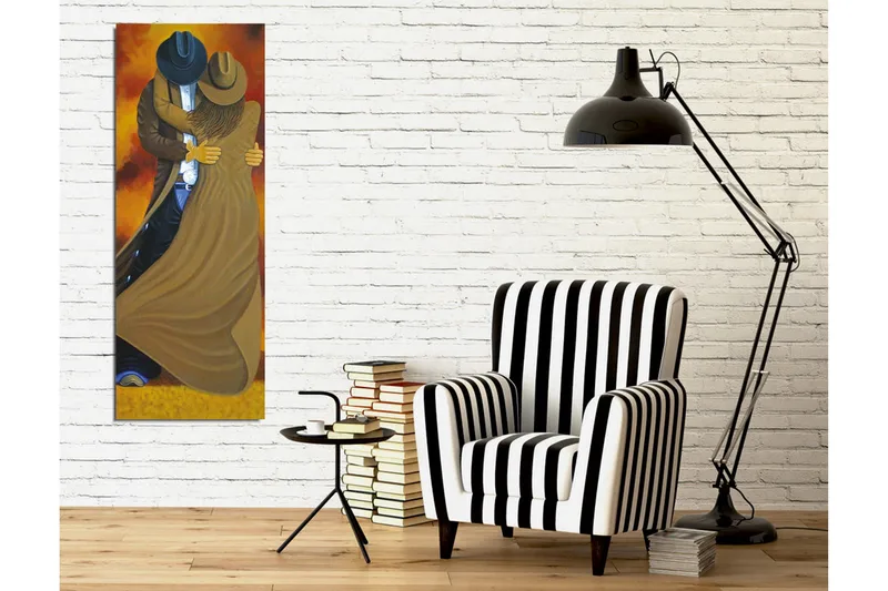 Canvastavla - Dansande par i cowboykläder - Brun / Orange / Svart - Inredning & dekor - Tavlor & konst - Canvastavla