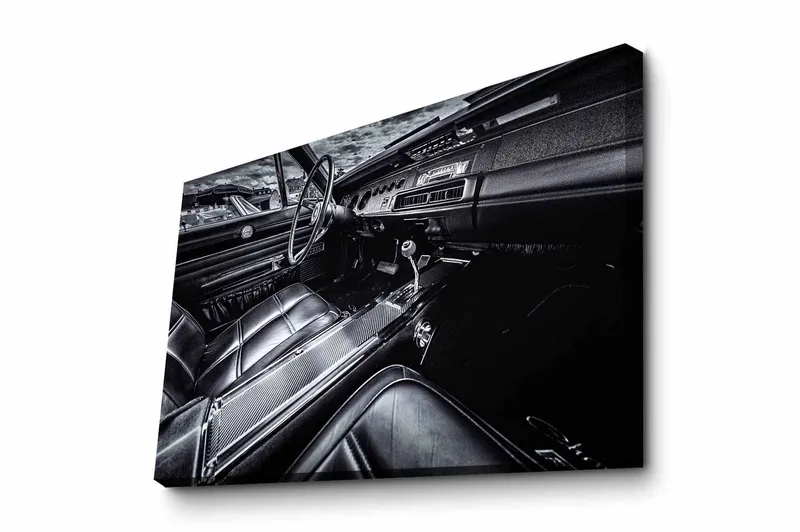 Canvastavla - Detaljerad interiör av en klassisk bil - Svart / Grå - Inredning & dekor - Tavlor & konst - Canvastavla