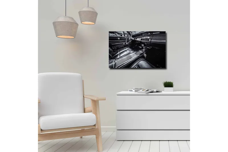 Canvastavla - Detaljerad interiör av en klassisk bil - Svart / Grå - Inredning & dekor - Tavlor & konst - Canvastavla