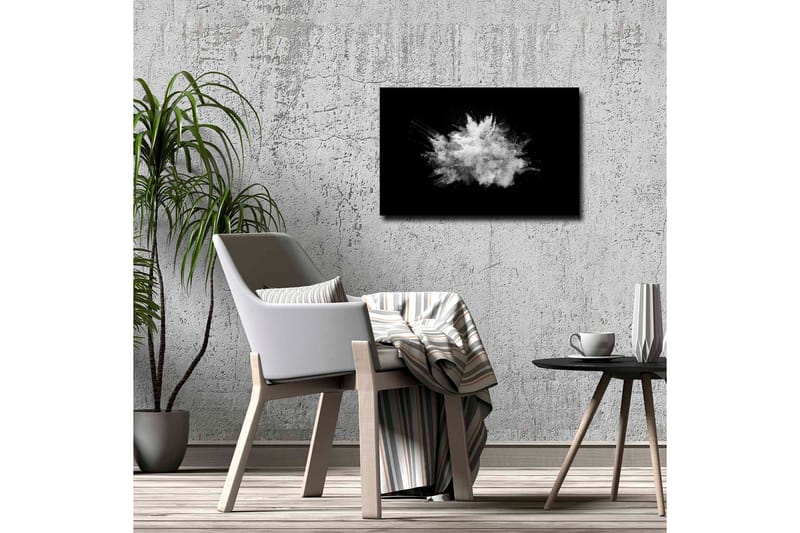 Canvastavla - Dramatiskt moln av pulver som exploderar mot en svart bakgrund - Vit / Svart - Inredning & dekor - Tavlor & konst - Canvastavla