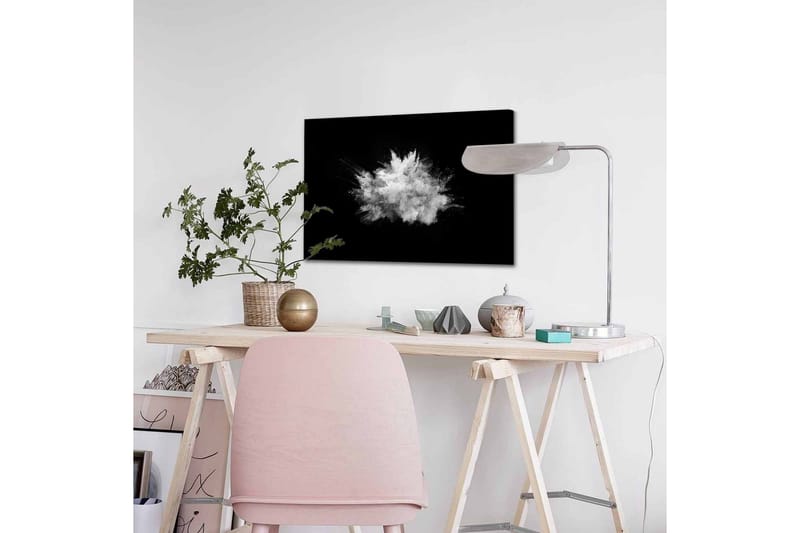 Canvastavla - Dramatiskt moln av pulver som exploderar mot en svart bakgrund - Vit / Svart - Inredning & dekor - Tavlor & konst - Canvastavla