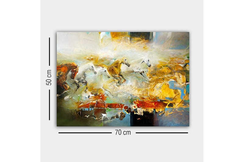Canvastavla - Dynamisk grupp av galopperande hästar - Guld / Vit / Brun - Inredning & dekor - Tavlor & konst - Canvastavla
