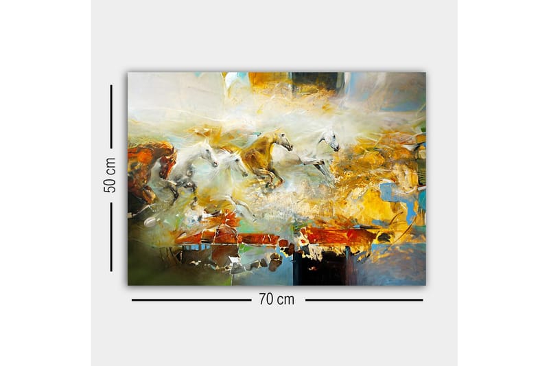 Canvastavla - Dynamisk grupp av galopperande hästar - Guld / Vit / Brun - Inredning & dekor - Tavlor & konst - Canvastavla