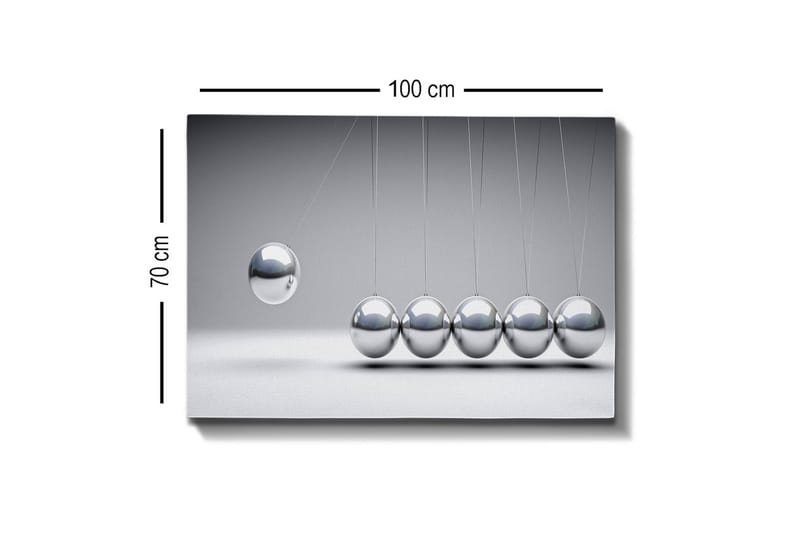 Canvastavla - Dynamisk komposition av pendlande kulor i metallisk finish - Silver / Grå - Inredning & dekor - Tavlor & konst - Canvastavla