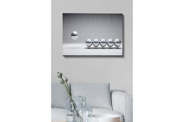 Canvastavla - Dynamisk komposition av pendlande kulor i metallisk finish - Silver / Grå - Inredning & dekor - Tavlor & konst - Canvastavla
