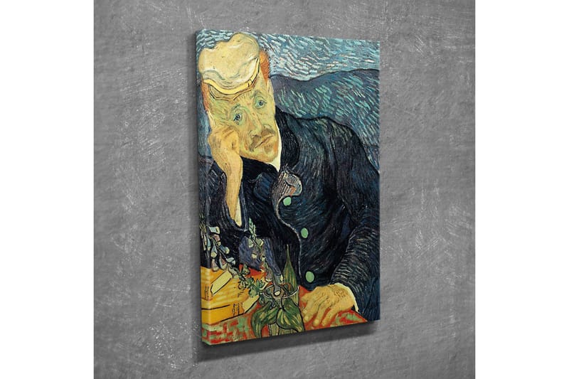 Canvastavla - Eftertänksam man med en blomsterbukett - Mörkblå / Grön / Hudfärg - Inredning & dekor - Tavlor & konst - Canvastavla