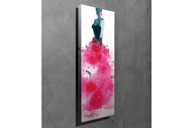 Canvastavla - Elegant kvinna i en färgstark klänning - Mörkblå / Cerise / Rosa - Inredning & dekor - Tavlor & konst - Canvastavla