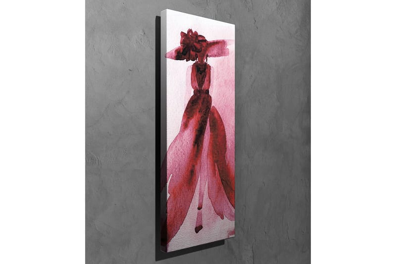 Canvastavla - Elegant kvinna i en röd klänning med stor hatt - Röd / Rosa - Inredning & dekor - Tavlor & konst - Canvastavla