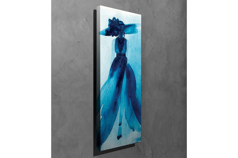 Canvastavla - Elegant silhuett av en kvinna i en stor hatt och klänning - Mörkblå / Ljusblå - Inredning & dekor - Tavlor & konst - Canvastavla