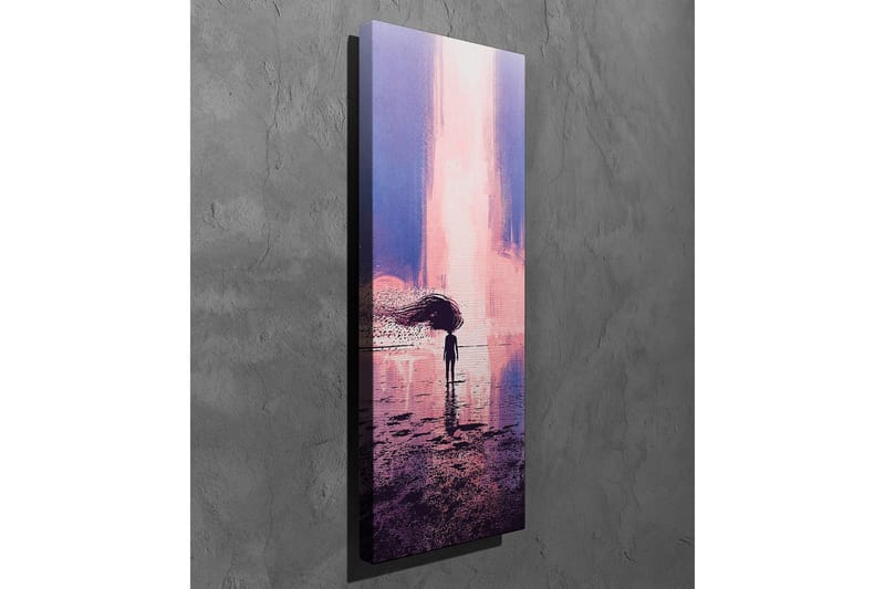 Canvastavla - Ensam figur med paraply i en drömlik landskapsscen - Lila / Rosa / Mörkblå - Inredning & dekor - Tavlor & konst - Canvastavla