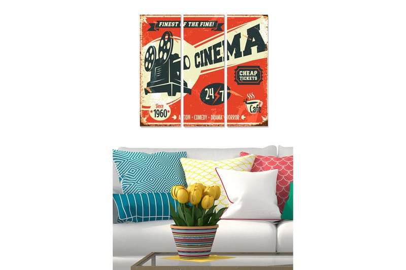 Canvastavla Entertainment 3-pack Flerfärgad - 20x50 cm - Inredning & dekor - Tavlor & konst - Canvastavla