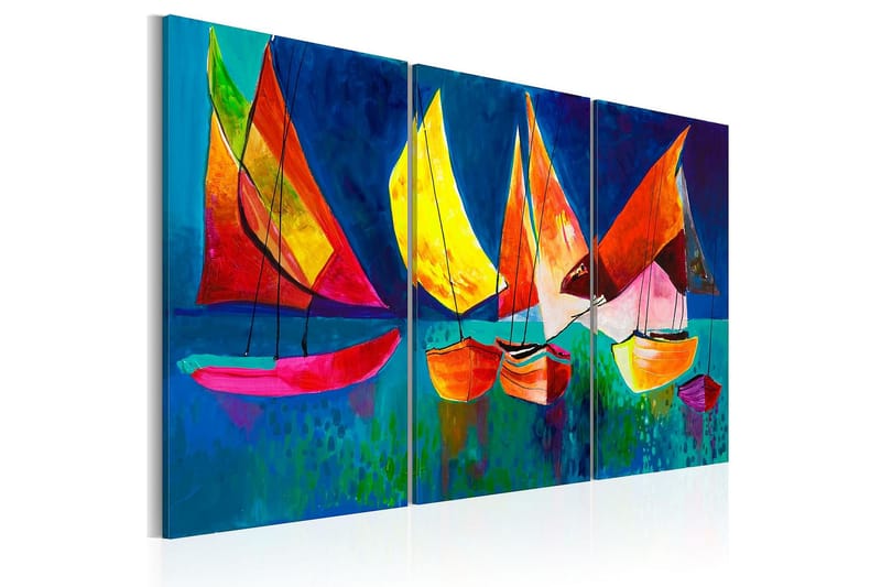 CANVASTAVLA Färgfulla segelbåtar  120x80 cm - Artgeist sp. z o. o. - Inredning & dekor - Tavlor & konst - Canvastavla