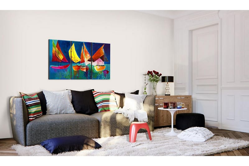 CANVASTAVLA Färgfulla segelbåtar  120x80 cm - Artgeist sp. z o. o. - Inredning & dekor - Tavlor & konst - Canvastavla