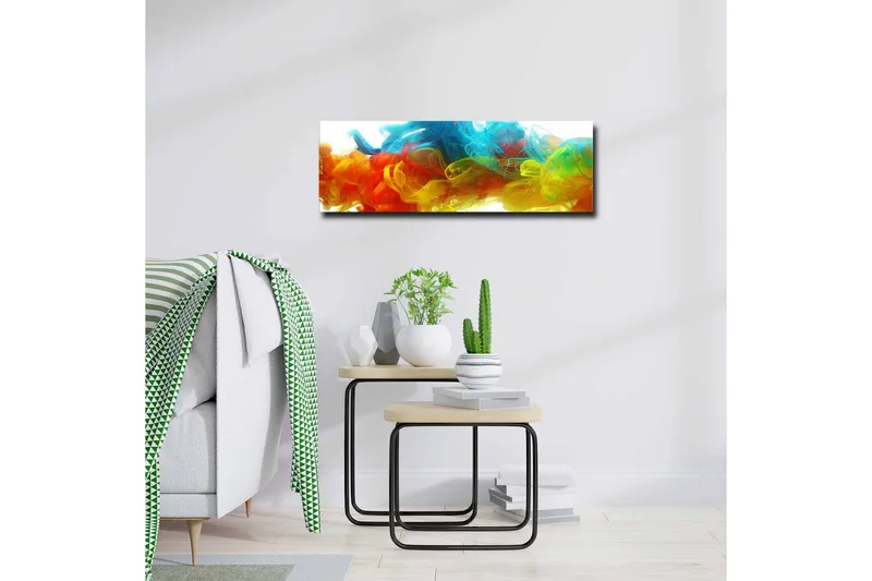 Canvastavla - Färgglad abstrakt komposition av svävande färgströmmar - Blå / Orange / Gul - Inredning & dekor - Tavlor & konst - Canvastavla