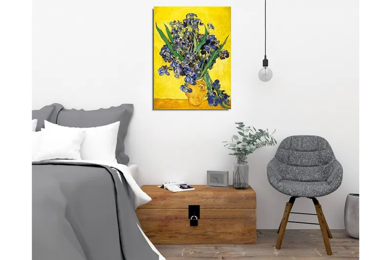 Canvastavla - Färgglad bukett av irisblommor i en kruka - Blå / Grön / Gul - Inredning & dekor - Tavlor & konst - Canvastavla