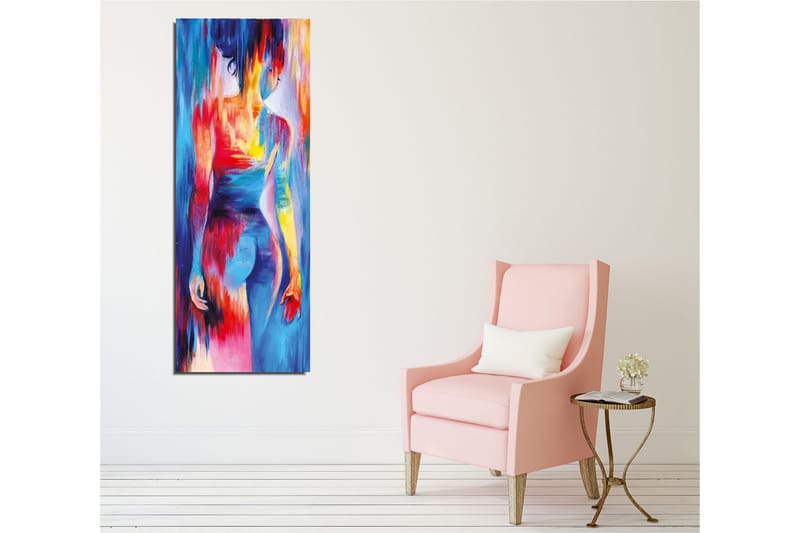 Canvastavla - Färgglad figur med abstrakta former och rörelser - Blå / Röd / Gul - Inredning & dekor - Tavlor & konst - Canvastavla
