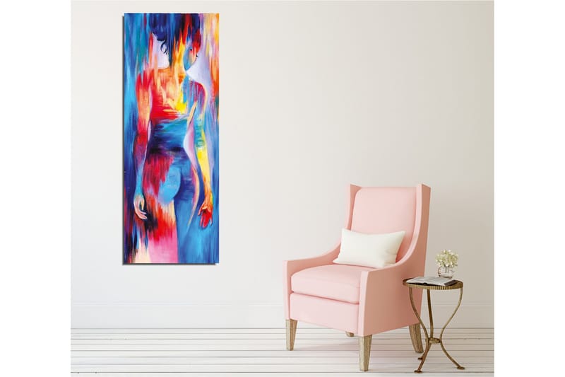Canvastavla - Färgglad figur med abstrakta former och rörelser - Blå / Röd / Gul - Inredning & dekor - Tavlor & konst - Canvastavla