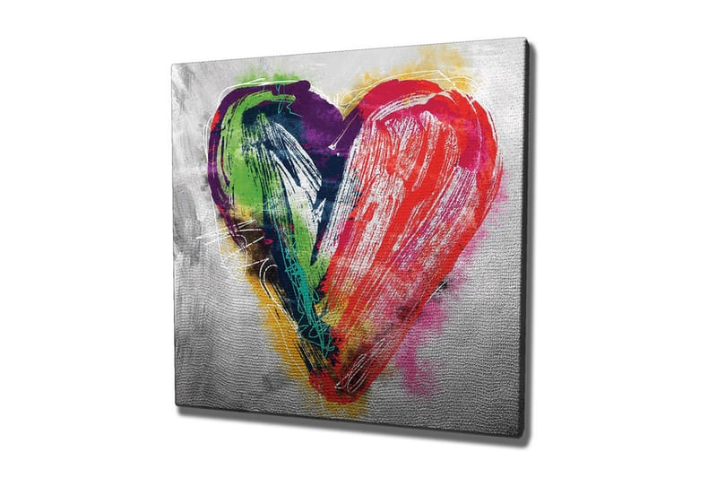 Canvastavla - Färgglad hj ärtformad komposition, Röd / Grön / Lila