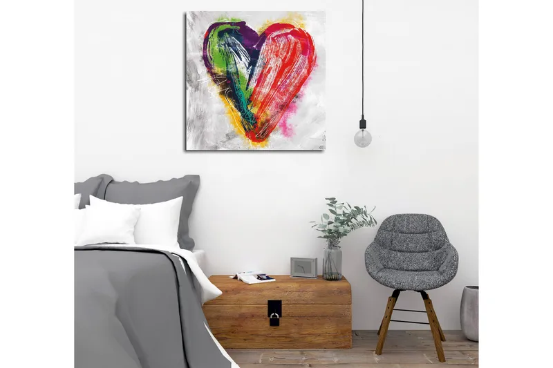 Canvastavla - Färgglad hjärtformad komposition - Röd / Grön / Lila - Inredning & dekor - Tavlor & konst - Canvastavla