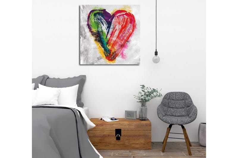Canvastavla - Färgglad hjärtformad komposition - Röd / Grön / Lila - Inredning & dekor - Tavlor & konst - Canvastavla