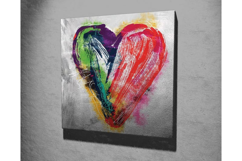 Canvastavla - Färgglad hjärtformad komposition - Röd / Grön / Lila - Inredning & dekor - Tavlor & konst - Canvastavla