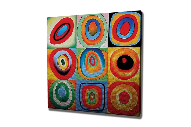 Canvastavla - Färgglad komposition av cirklar i olika storlekar och färger, Röd / Blå / Grön