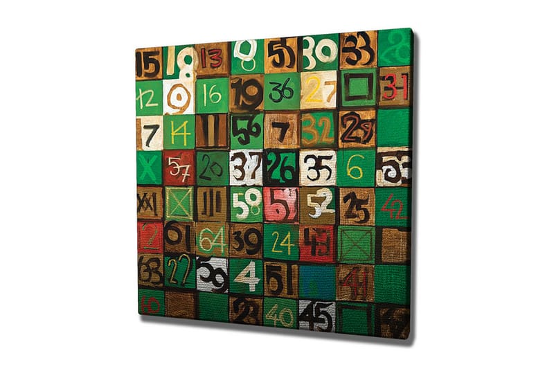 Canvastavla - Färgglad komposition av siffror i olika rutor - Grön / Brun / Vit - Inredning & dekor - Tavlor & konst - Canvastavla