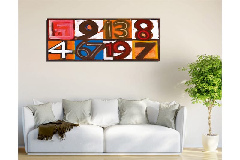 Canvastavla - Färgglad komposition av siffror i olika rutor - Röd / Orange / Blå - Inredning & dekor - Tavlor & konst - Canvastavla