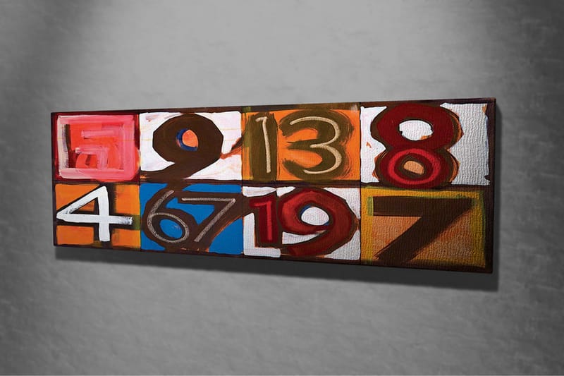 Canvastavla - Färgglad komposition av siffror i olika rutor - Röd / Orange / Blå - Inredning & dekor - Tavlor & konst - Canvastavla