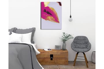 Canvastavla - Färgglad läppavtryck med guldiga detaljer - Rosa / Guld - Inredning & dekor - Tavlor & konst - Canvastavla